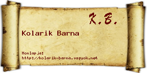 Kolarik Barna névjegykártya